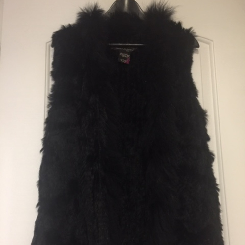 Black Fox Fur Vest with Pockets